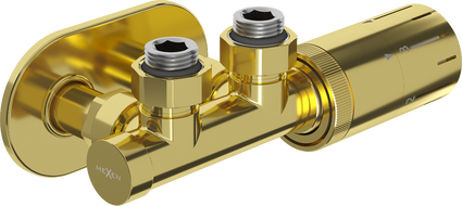 Mexen G05 ensemble thermostatique angulaire avec cache R, Duplex, DN50, doré - W907-958-905-50