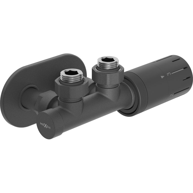 Mexen G05 ensemble thermostatique angulaire avec cache R, Duplex, DN50, anthracite - W907-958-905-66