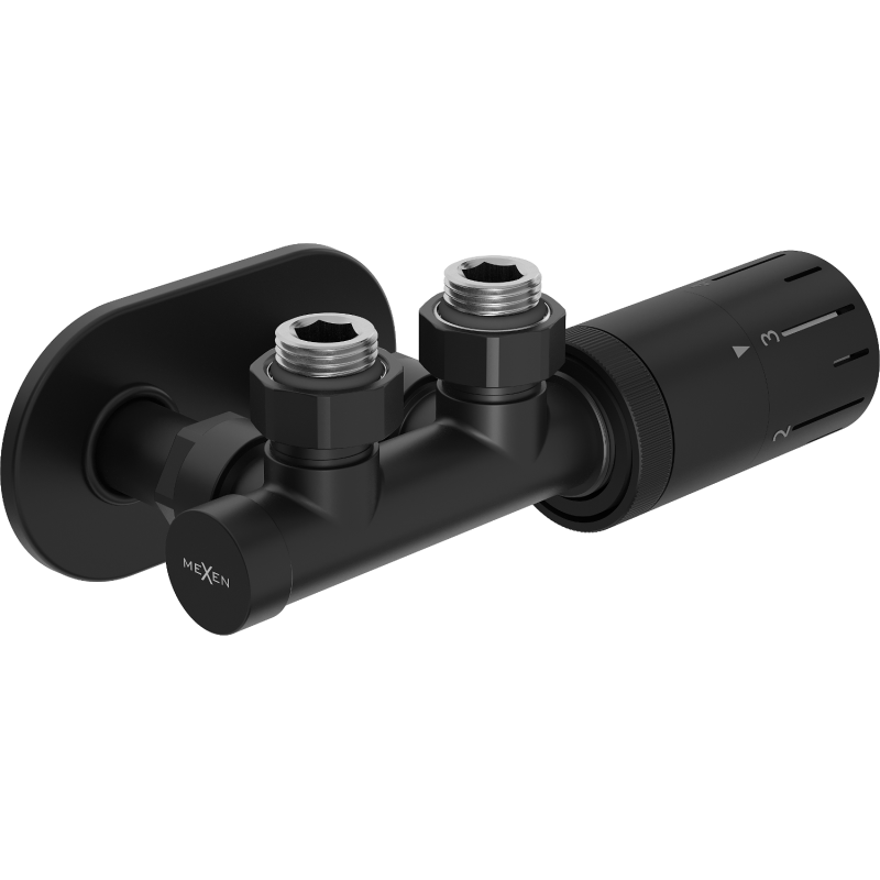 Mexen G05 ensemble thermostatique angulaire avec cache R, Duplex, DN50, noir - W907-958-905-70