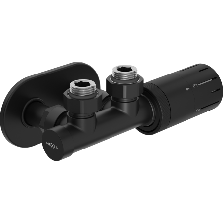 Mexen G05 ensemble thermostatique angulaire avec cache R, Duplex, DN50, noir - W907-958-905-70