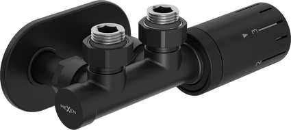 Mexen G05 ensemble thermostatique angulaire avec cache R, Duplex, DN50, noir - W907-958-905-70