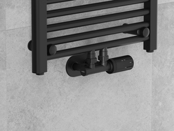 Mexen G05 ensemble thermostatique angulaire avec cache R, Duplex, DN50, noir - W907-958-905-70