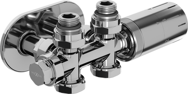 Mexen G05 ensemble thermostat à angle/droit avec cache R, Duplex, DN50, chrome - W908-958-905-01