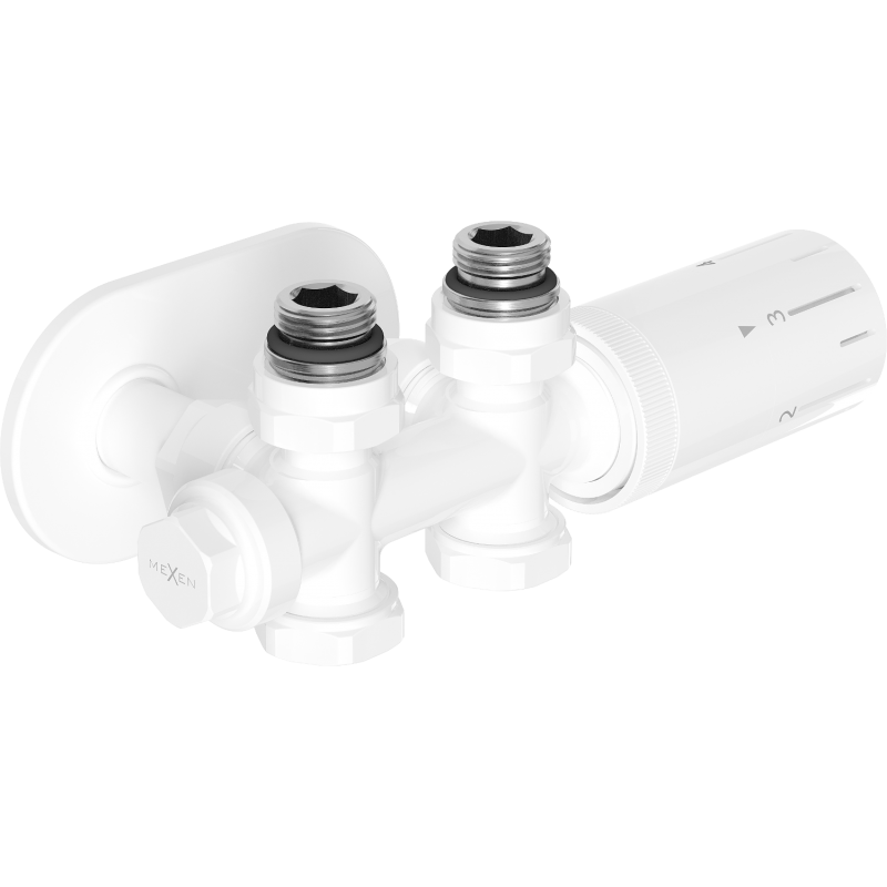 Mexen G05 ensemble thermostatique coudé/droit avec cache R, Duplex, DN50, blanc - W908-958-905-20