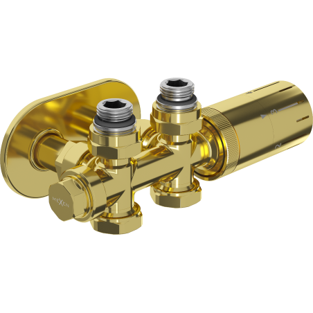 Mexen G05 ensemble thermostatique angulaire/rectiligne avec cache R, Duplex, DN50, doré - W908-958-905-50