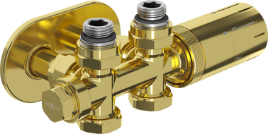 Mexen G05 ensemble thermostatique angulaire/rectiligne avec cache R, Duplex, DN50, doré - W908-958-905-50
