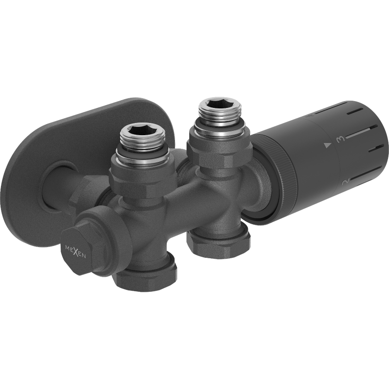 Mexen G05 ensemble thermostatique coudé/rectiligne avec cache R, Duplex, DN50, anthracite - W908-958-905-66