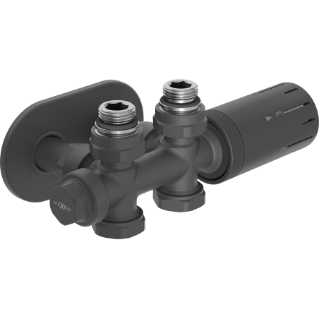 Mexen G05 ensemble thermostatique coudé/rectiligne avec cache R, Duplex, DN50, anthracite - W908-958-905-66