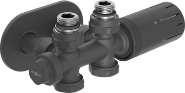 Mexen G05 ensemble thermostat à angle/droit avec rosace R, Duplex, DN50, anthracite - W908-958-905-66