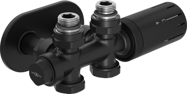 Mexen G05 set de thermostats angle/droit avec rosace R, Duplex, DN50, noir - W908-958-905-70