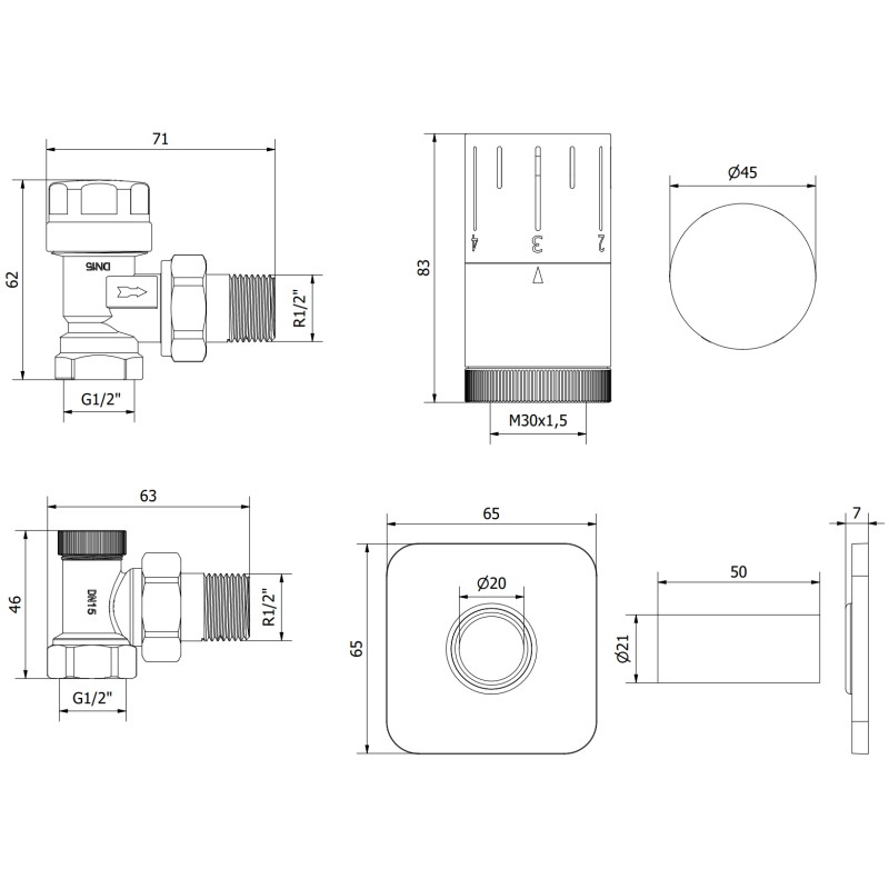Mexen G05 kit thermostatique d'angle avec cache S, chromé - W901-958-909-01