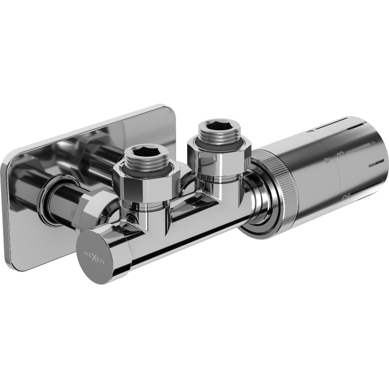Mexen G05 set de thermostat d'angle avec rosace S, Duplex, DN50, chrome - W907-958-910-01