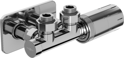 Mexen G05 set de thermostat d'angle avec rosace S, Duplex, DN50, chrome - W907-958-910-01