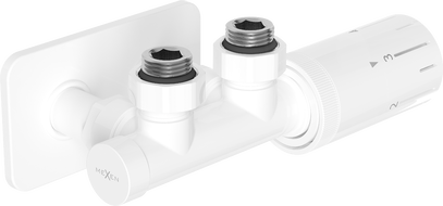 Mexen G05 ensemble thermostatique angulaire avec plaque de recouvrement S, Duplex, DN50, blanc - W907-958-910-20