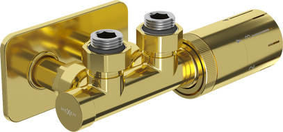 Mexen G05 ensemble thermostatique angulaire avec cache S, Duplex, DN50, doré - W907-958-910-50