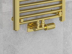 Mexen G05 ensemble thermostatique angulaire avec cache S, Duplex, DN50, doré - W907-958-910-50