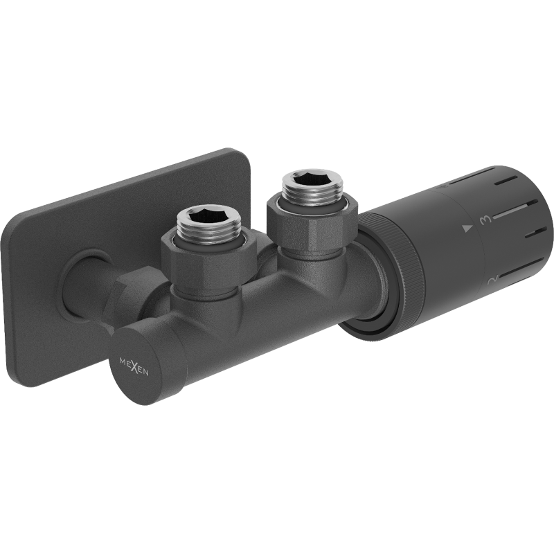 Mexen G05 ensemble thermostatique angulaire avec cache S, Duplex, DN50, anthracite - W907-958-910-66