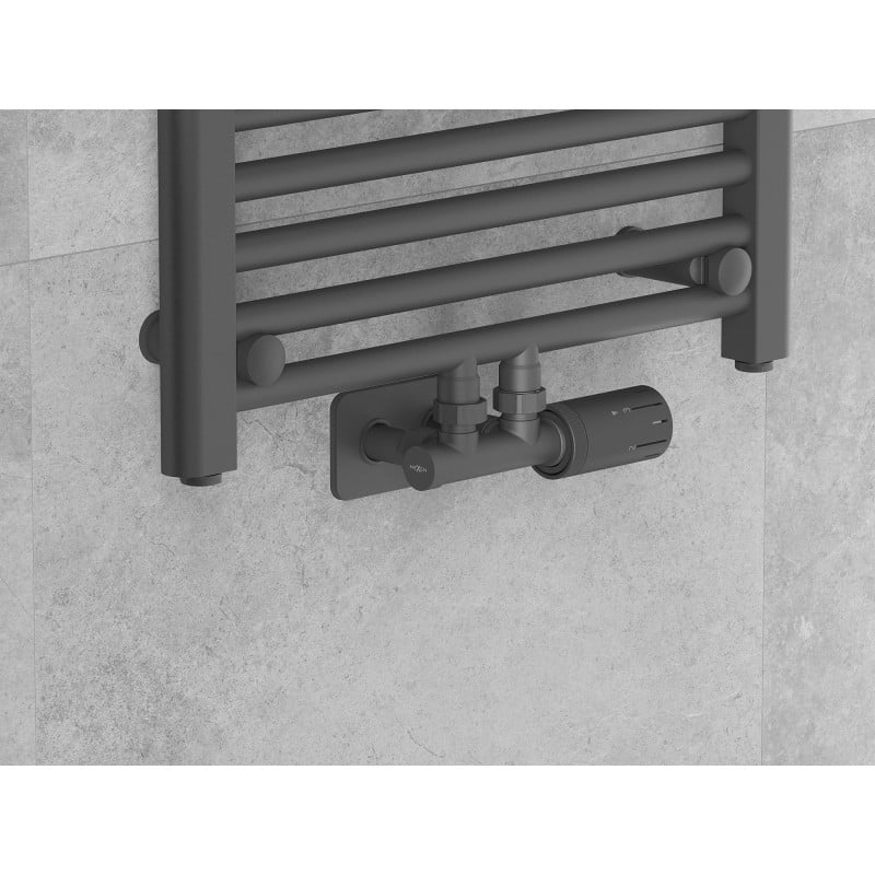 Mexen G05 ensemble thermostatique angulaire avec cache S, Duplex, DN50, anthracite - W907-958-910-66