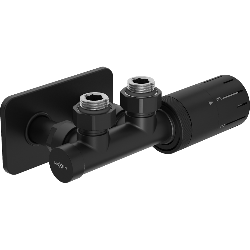 Mexen G05 ensemble thermostatique angulaire avec cache S, Duplex, DN50, noir - W907-958-910-70