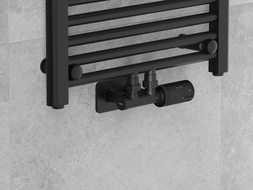 Mexen G05 ensemble thermostatique angulaire avec cache S, Duplex, DN50, noir - W907-958-910-70