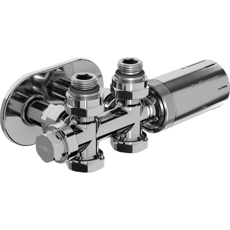 Mexen G05 Ensemble thermostatique angulaire / droit avec cache S, Duplex, DN50, chromé - W908-958-910-01