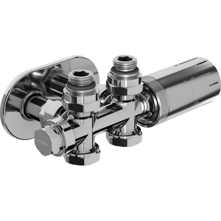 Mexen G05 Ensemble thermostatique angulaire / droit avec cache S, Duplex, DN50, chromé - W908-958-910-01