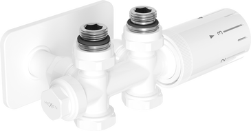 Mexen G05 ensemble thermostatique angulaire/droit avec rosace S, Duplex, DN50, blanc - W908-958-910-20