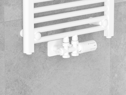 Mexen G05 ensemble thermostatique angulaire/droit avec rosace S, Duplex, DN50, blanc - W908-958-910-20