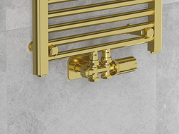Mexen G05 ensemble thermostatique angulaire / droit avec masque S, Duplex, DN50, doré - W908-958-910-50