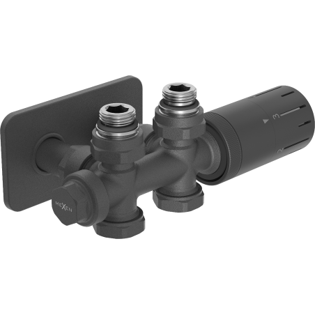 Mexen G05 ensemble thermostatique d'angle/droit avec rosace S, Duplex, DN50, anthracite - W908-958-910-66