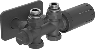 Mexen G05 ensemble thermostatique d'angle/droit avec rosace S, Duplex, DN50, anthracite - W908-958-910-66