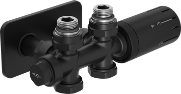 Mexen G05 ensemble thermostatique d'angle/droit avec rosace S, Duplex, DN50, noir - W908-958-910-70