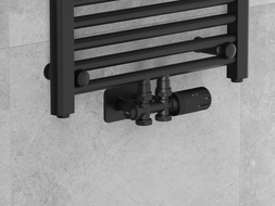 Mexen G05 ensemble thermostatique d'angle/droit avec rosace S, Duplex, DN50, noir - W908-958-910-70