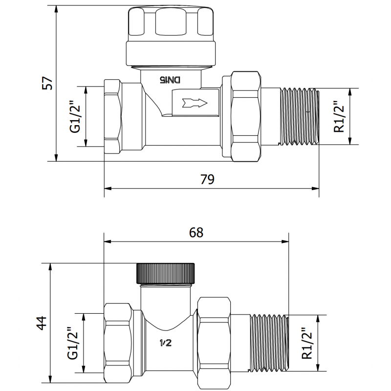 Mexen Uni-Term vannes de radiateur droites, nickel - W914-012-01