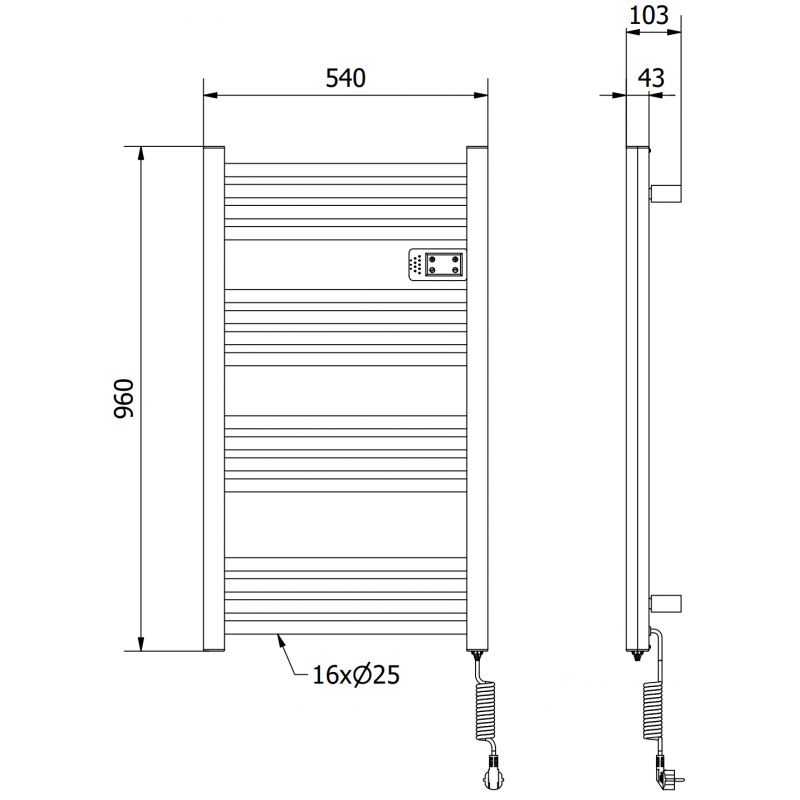 Mexen Aran radiateur électrique 960 x 500 mm, 500 W, blanc - W306-0960-540-00-20