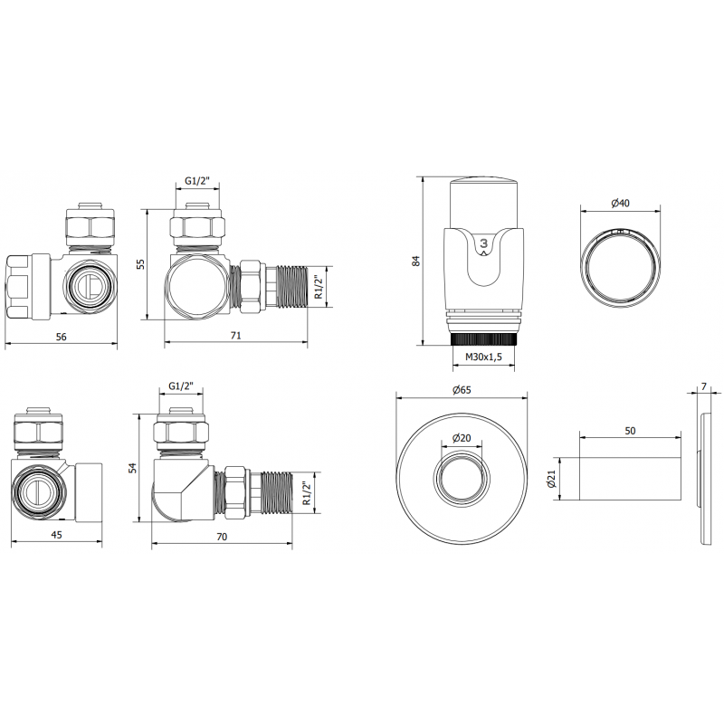 Mexen G00 ensemble thermostatique axial avec cache R, chrome - W903-900-904-01