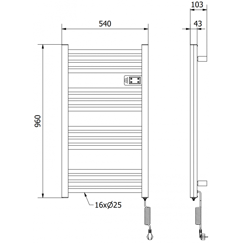 Mexen Aran radiateur électrique 960 x 500 mm, 500 W, noir - W306-0960-540-00-70