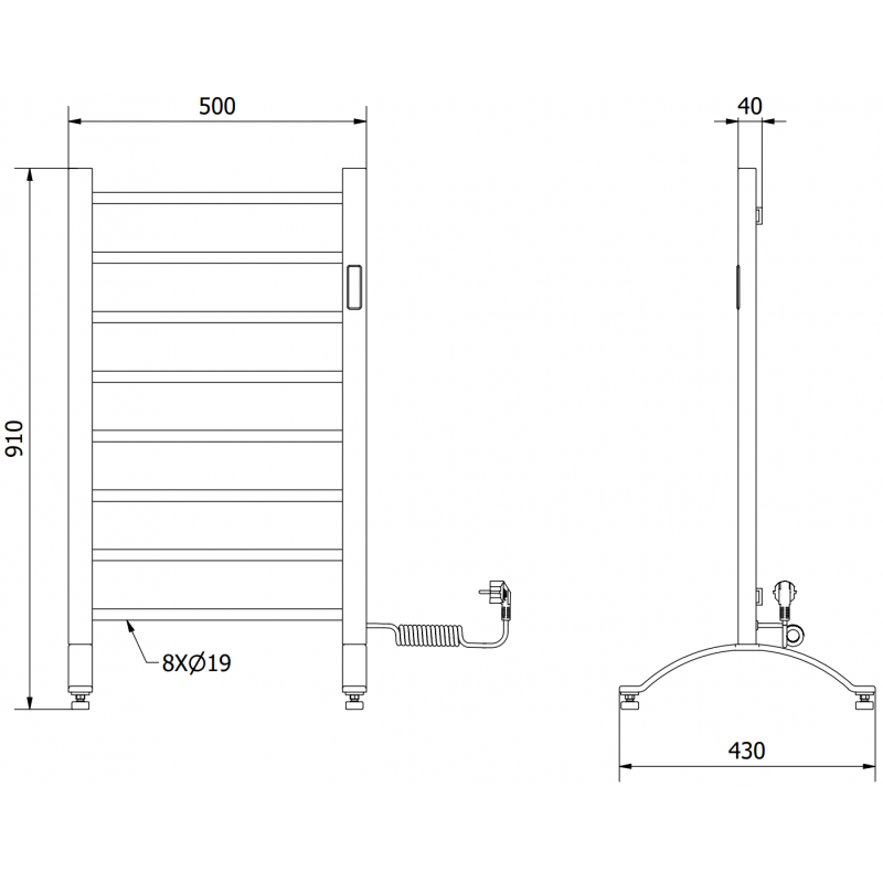 Mexen Oso radiateur électrique 2 en 1 sur pied 910 x 500 mm, 200 W, blanc - W304-0910-500-00-20