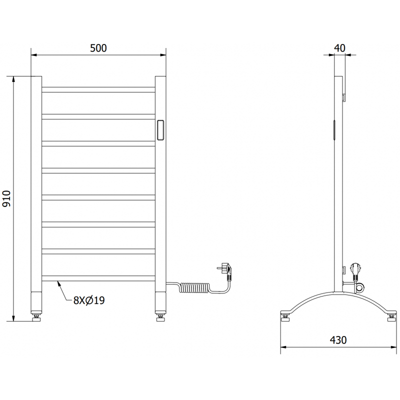 Mexen Oso radiateur électrique 2 en 1 sur pied 910 x 500 mm, 200 W, noir - W304-0910-500-00-70