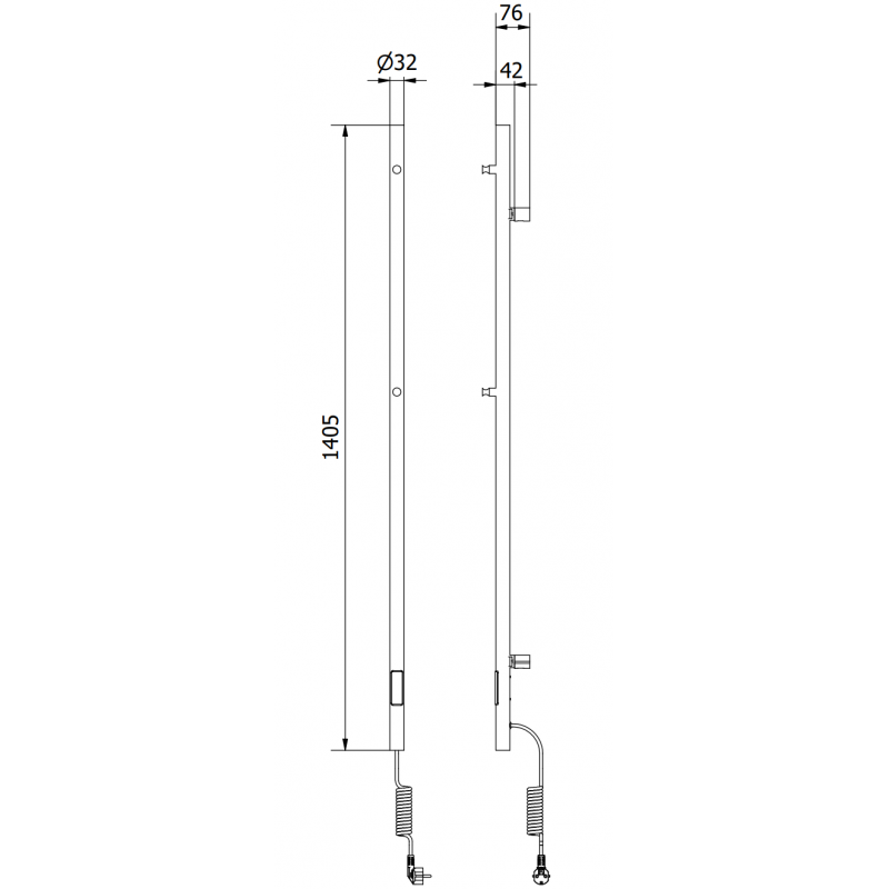 Mexen Pino radiateur électrique avec porte-serviettes 1405 x 32 mm, 75 W, blanc - W301-1405-032-00-20