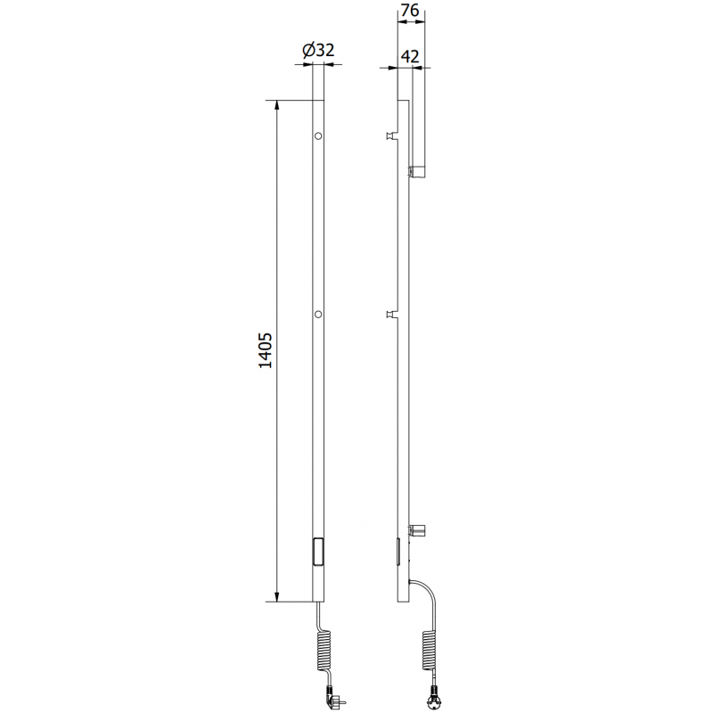 Mexen Pino radiateur électrique avec porte-serviettes 1405 x 32 mm, 75 W, noir - W301-1405-032-00-70