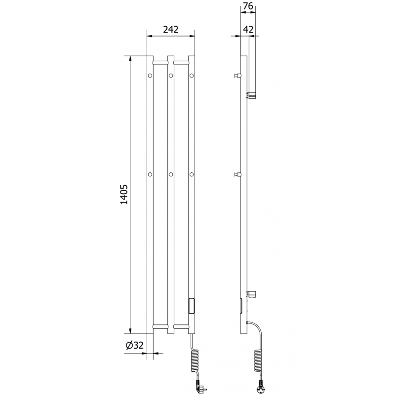 Mexen Pino radiateur électrique avec porte-serviettes 1405 x 242 mm, 200 W, blanc - W301-1405-242-00-20