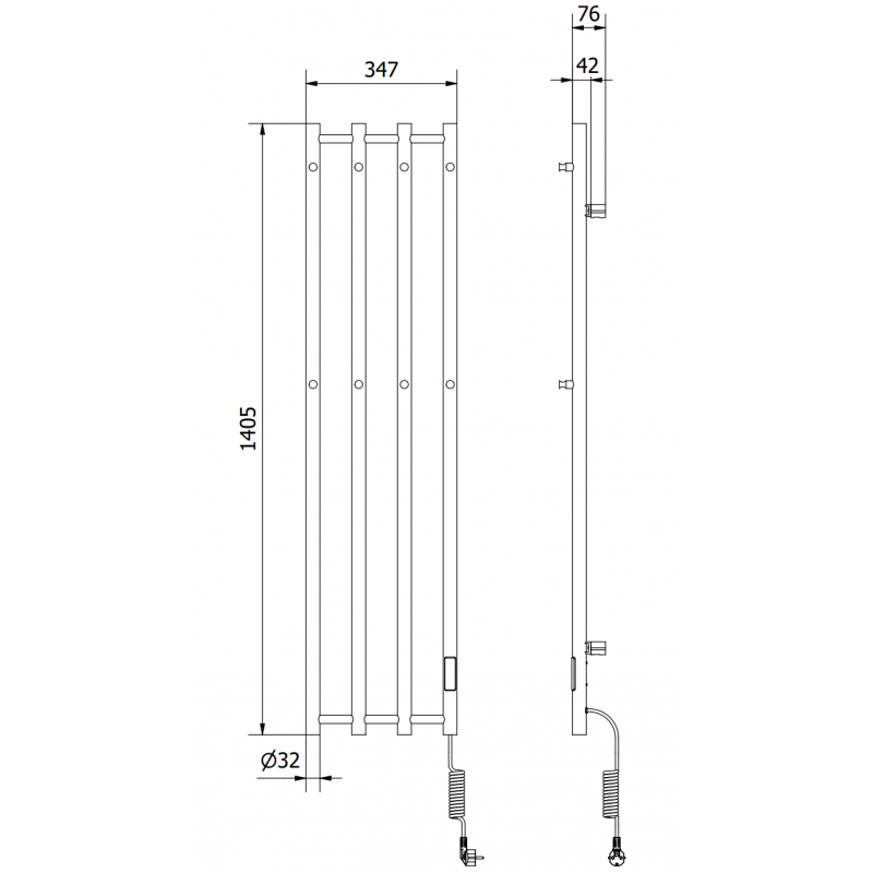 Mexen Pino radiateur électrique avec porte-serviettes 1405 x 347 mm, 250 W, blanc - W301-1405-347-00-20