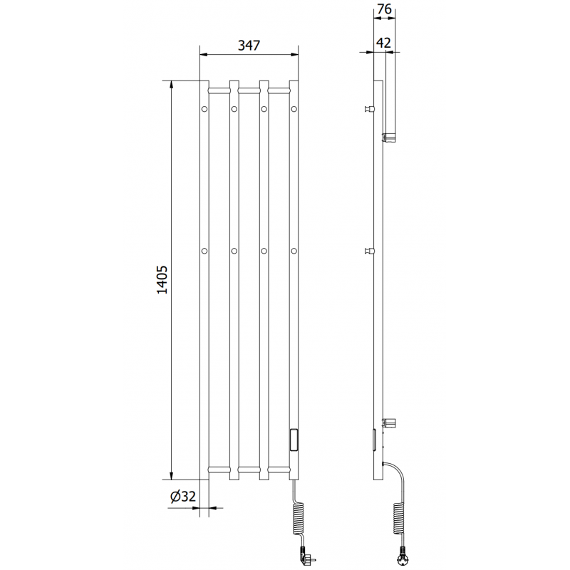 Mexen Pino radiateur électrique avec porte-serviettes 1405 x 347 mm, 250 W, noir - W301-1405-347-00-70