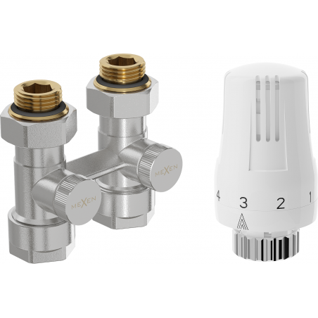 Mexen G01 kit thermostatique bicommande DN50, droit 1/2"x16 mm, nickel - W912-016-918-01