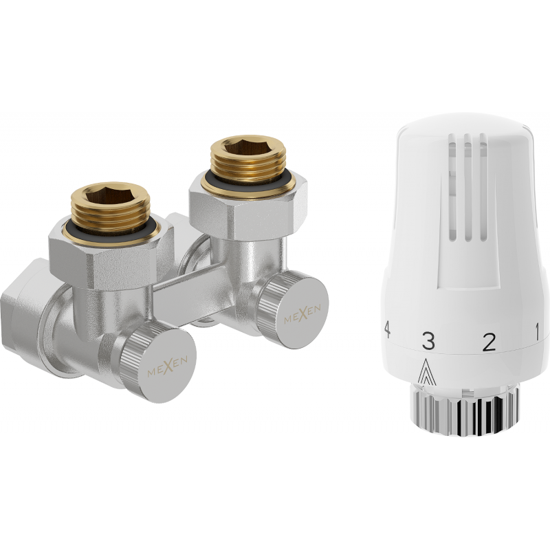 Mexen G01 ensemble thermostatique à deux tubes DN50, angle 1/2"x16 mm, nickel - W911-016-918-01
