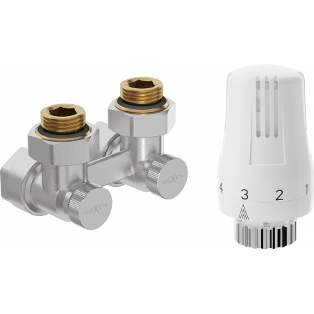 Mexen G01 ensemble thermostatique à deux tubes DN50, angle 1/2"x16 mm, nickel - W911-016-918-01