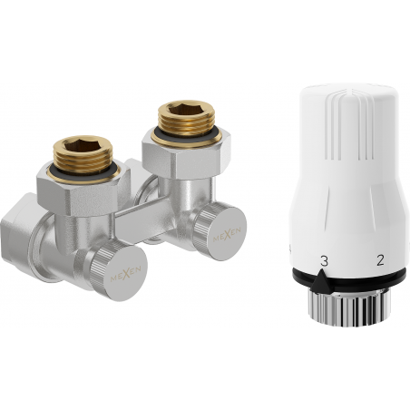Mexen G02 ensemble thermostatique à deux tuyaux DN50, angle 1/2"x16 mm, nickel - W911-016-928-01