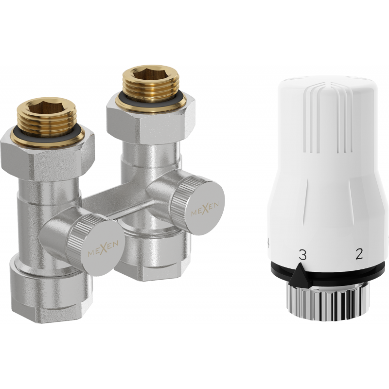Mexen G02 ensemble thermostatique à deux tubes DN50, droit 1/2"x16 mm, nickel - W912-016-928-01