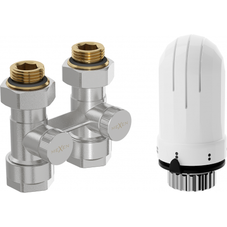 Mexen G03 ensemble thermostatique à deux tuyaux DN50, droit 1/2"x16 mm, nickel - W912-016-938-01